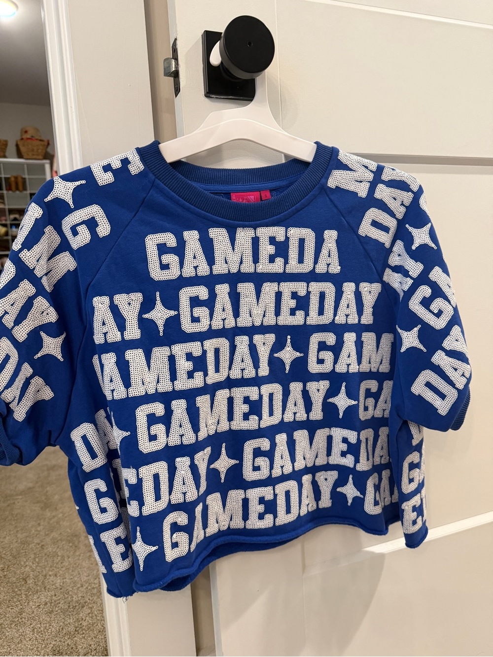 QUEEN OF SPARKLES Blue 'GAMEDAY' Short Sleeve Graphic Tee